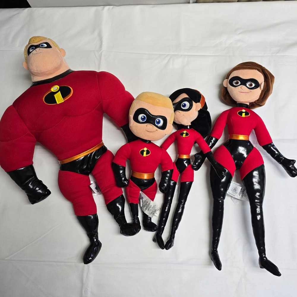 Disney‎ The Incredibles Plush Family Set Kids Red Superhero Movie Soft Toys